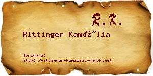 Rittinger Kamélia névjegykártya